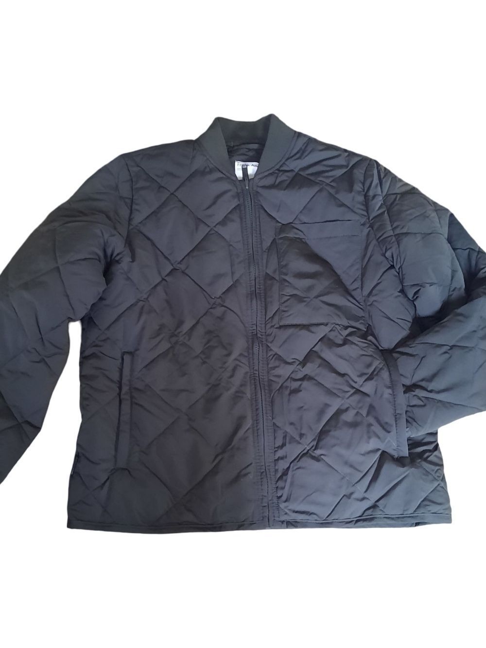 Frank & Oak Dark Olive Green Diamond-Quilt Bomber Jacket